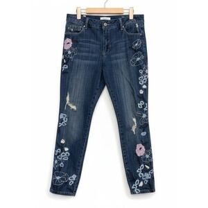 Laurie Felt Los Angeles Denim‎ Jeans Embroidered Floral Design Women's 10
